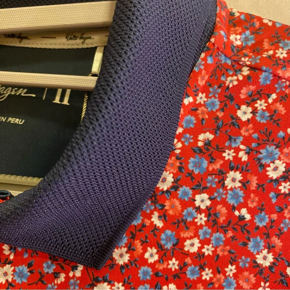 Men’s Walter Hagen Athletic Golf Ditzy Print Liberty Polo Shirt UPF 50 sz L